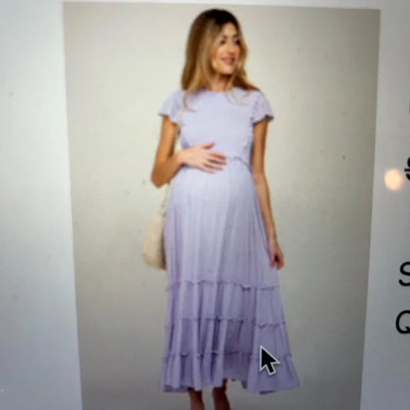 Lavender Solid Ruffle Maternity Maxi Dress